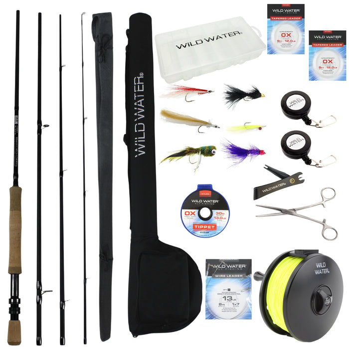 Wild Water Fly Fishing Kit, 9' 7/8 Weight Rod and Reel Package