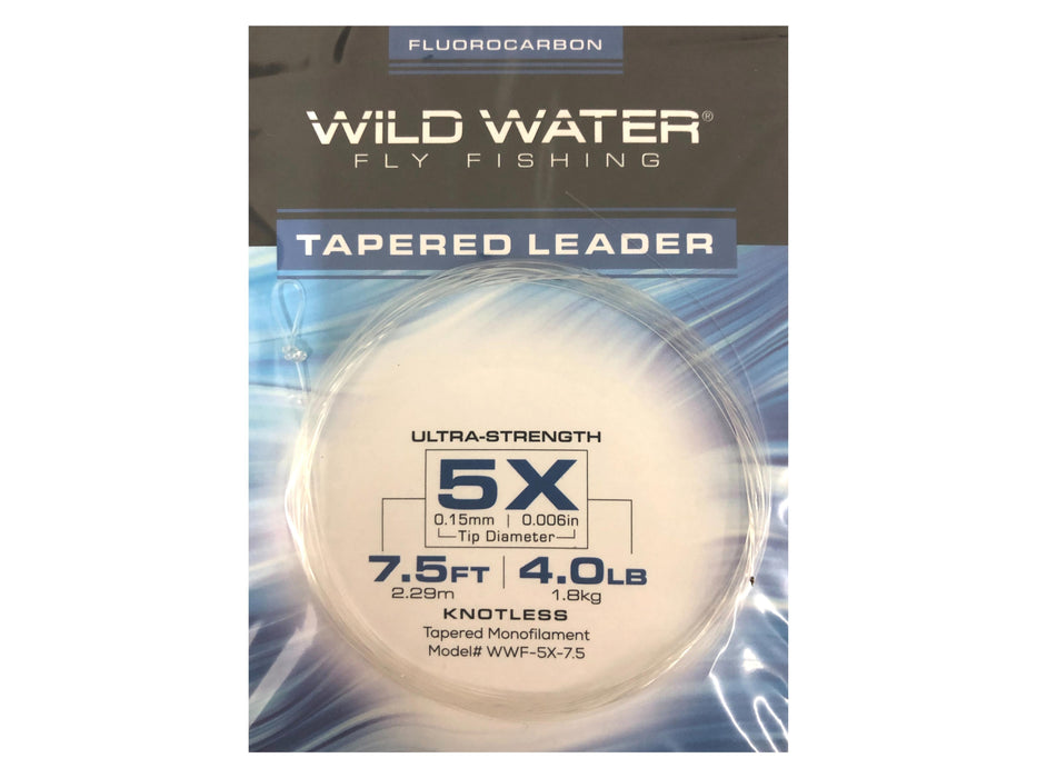 Fluorocarbon Tapered Leader 5X 7.5' Wild Water Fly Fishing