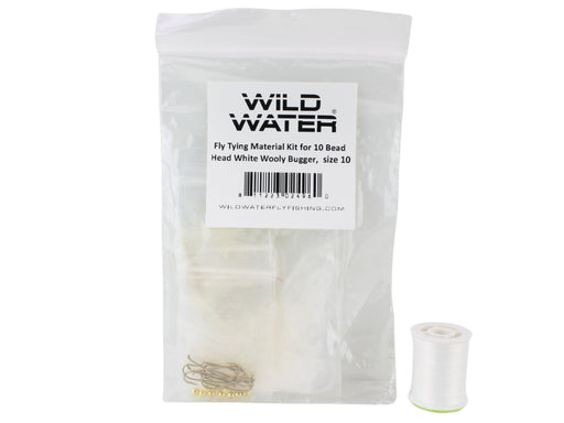 Wild Water Fly Fishing Fly Tying Material Kit, Bead Head White Wooly Bugger