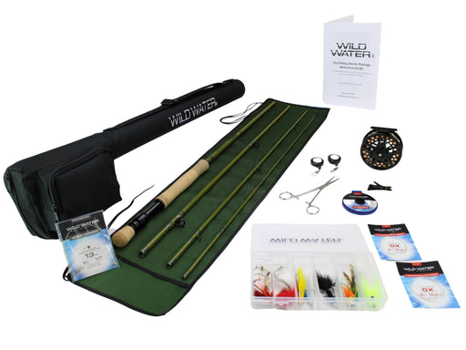 Wild Water Fly Fishing 9 Foot, 4-Piece, 8 Weight Fly Rod Complete Fiberglass Rod Fly Fishing Starter Package