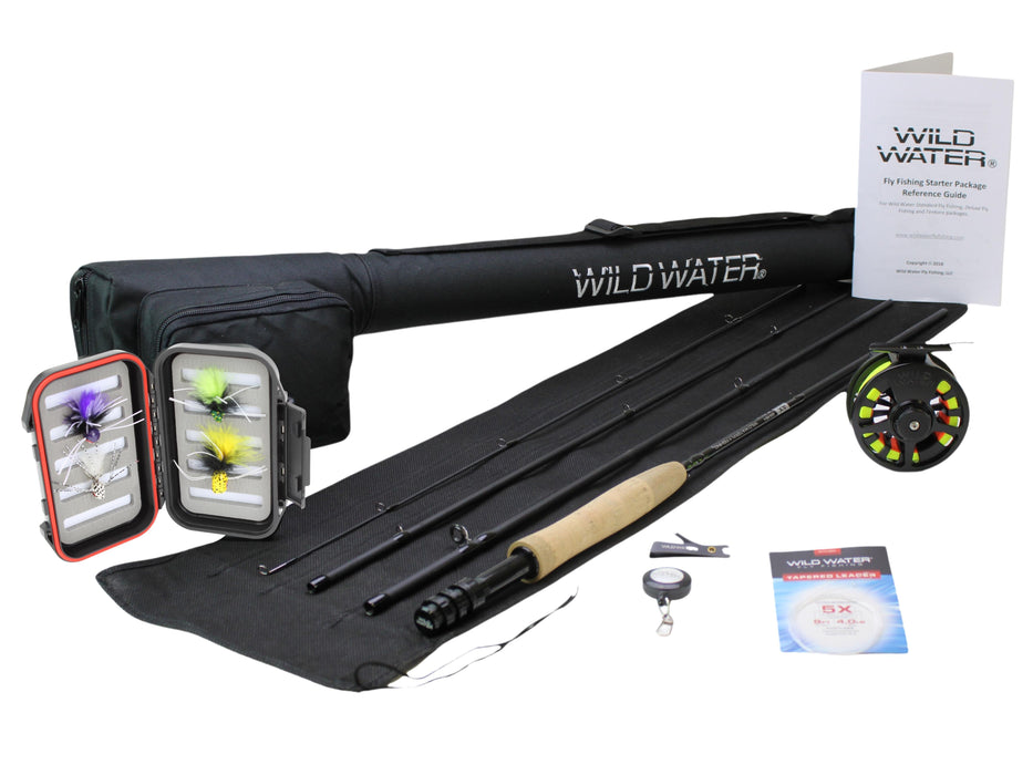 Wild Water Fly Fishing Complete 5/6 Starter Package for Panfish and Bass with Popper Flies