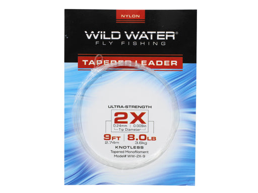 Wild Water Fly Fishing 9' Tapered Monofilament Leader 2X, 6 Pack