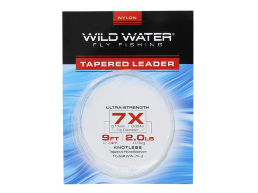 Wild Water Fly Fishing 9' Tapered Monofilament Leader 7X, 6 Pack